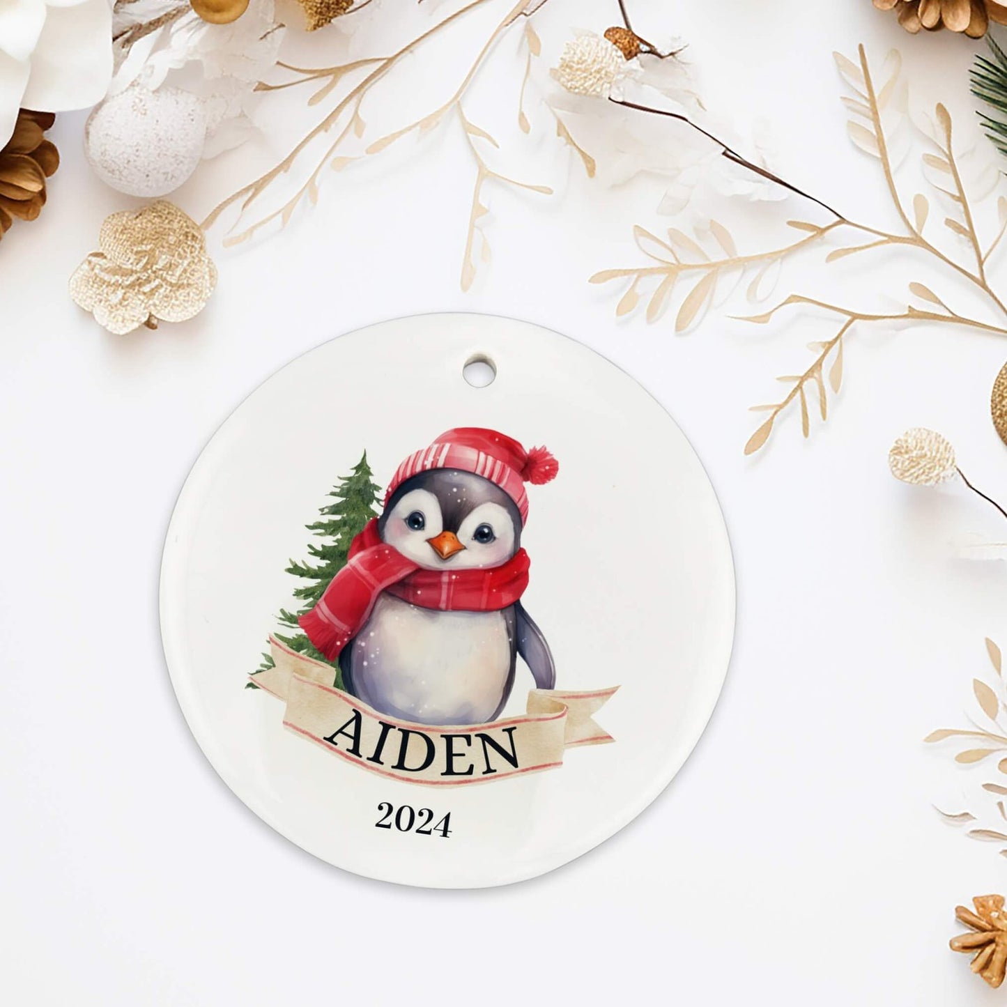 Personalized Christmas Penguin Ornament image 2