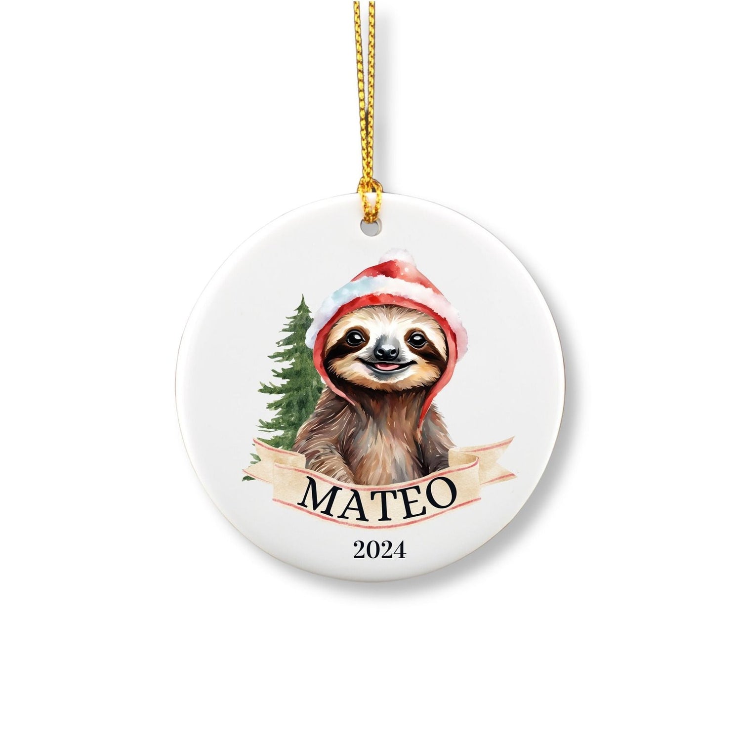 Cute Sloth Christmas Ornament image 0