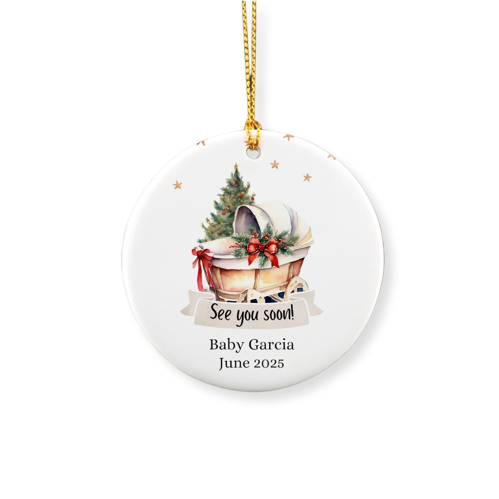 Personalized Pregnancy Announcement Ornament - Circle image