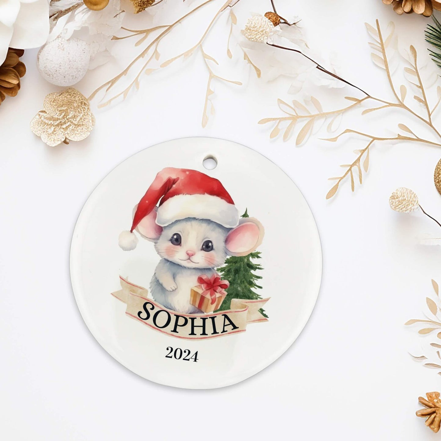 Personalized Christmas Mouse Ornament image 3