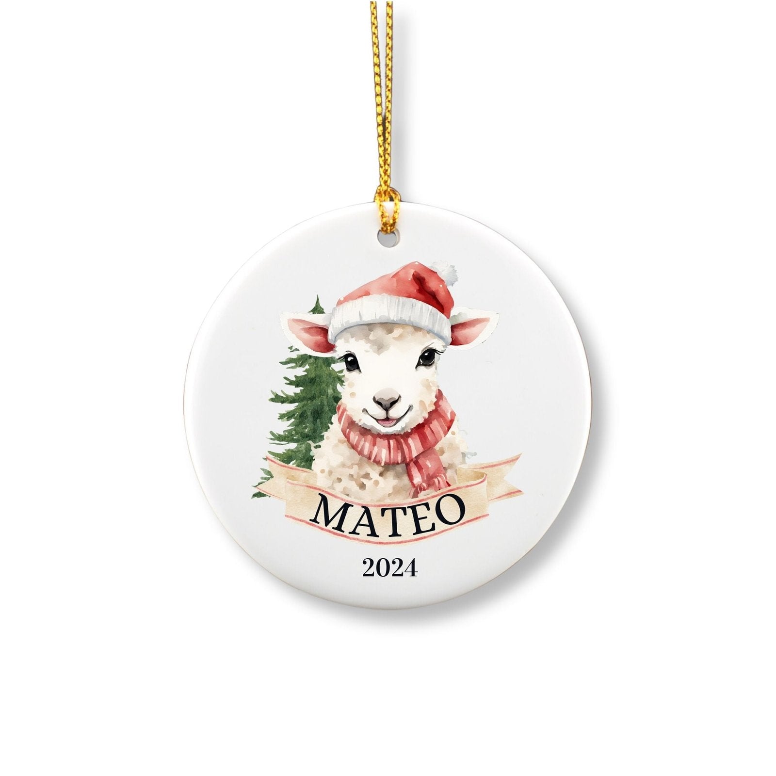 Personalized Christmas Lamb Ornament For Toddlers image 1