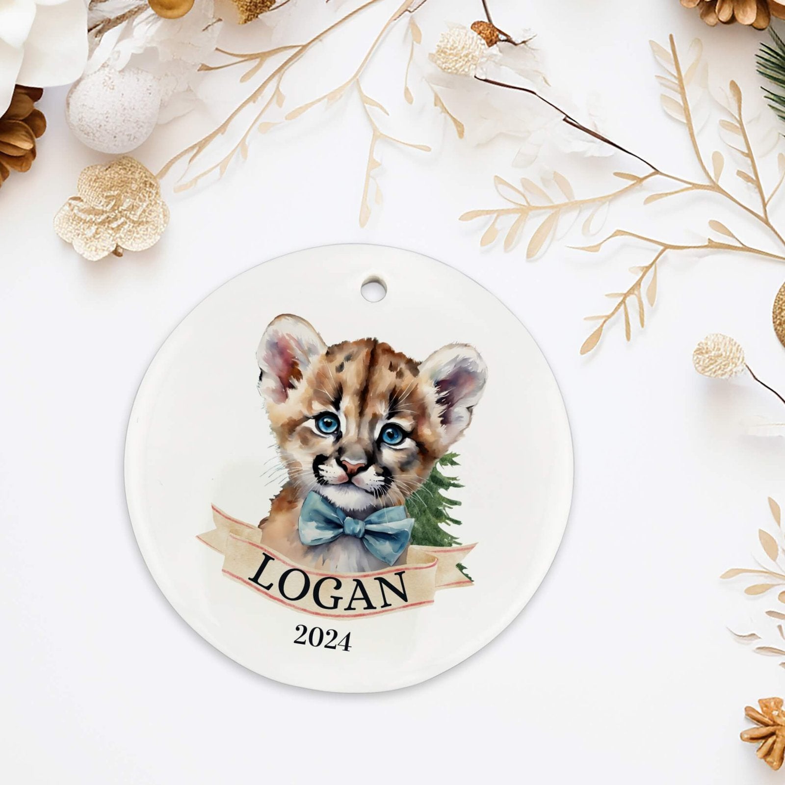 Personalized Mountain Lion Ornament For Boys image 3