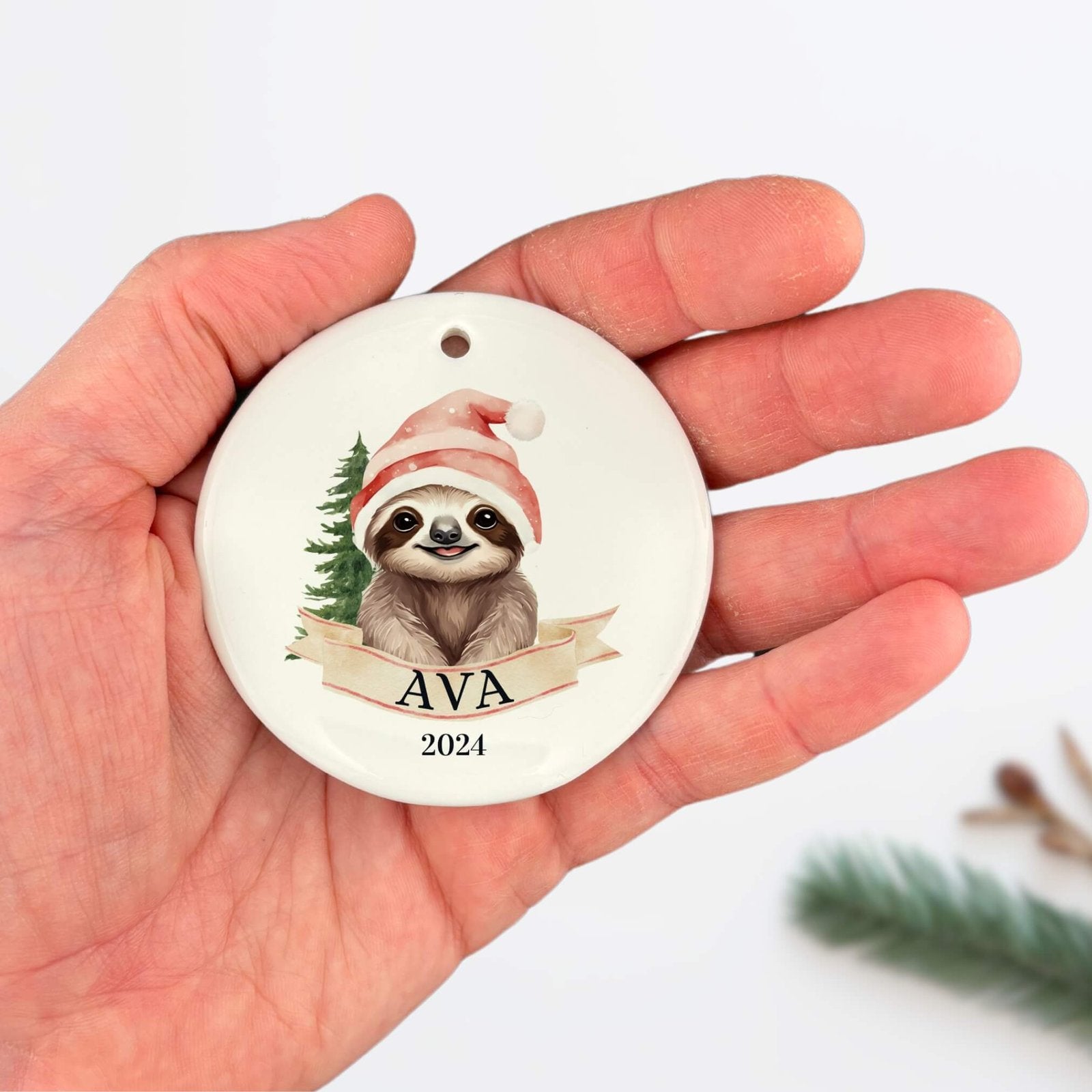 Personalized Sloth Ornament image 3