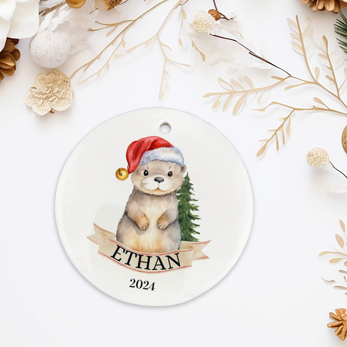 Personalized Christmas Otter Ornament image 1