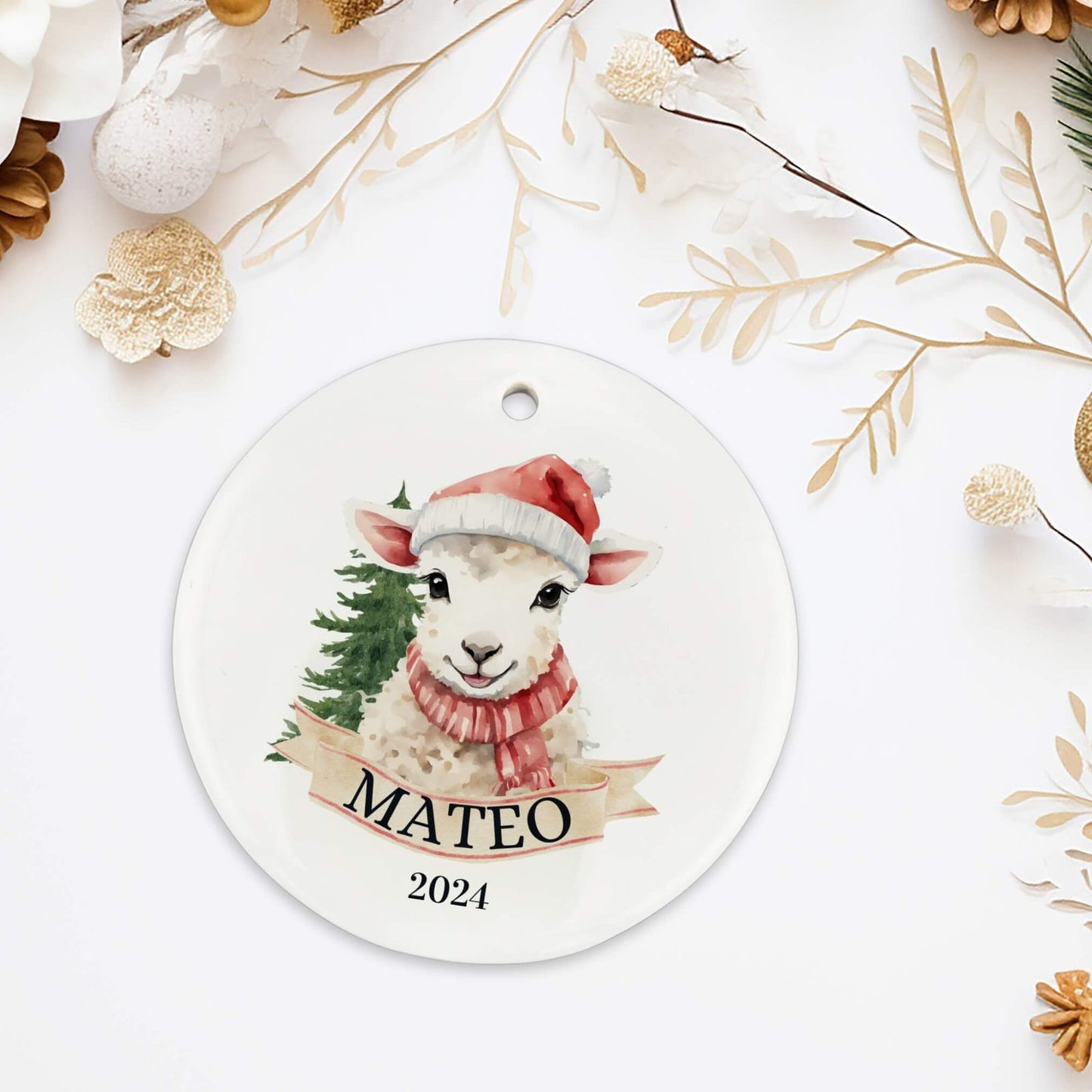 Personalized Christmas Lamb Ornament For Toddlers image 2