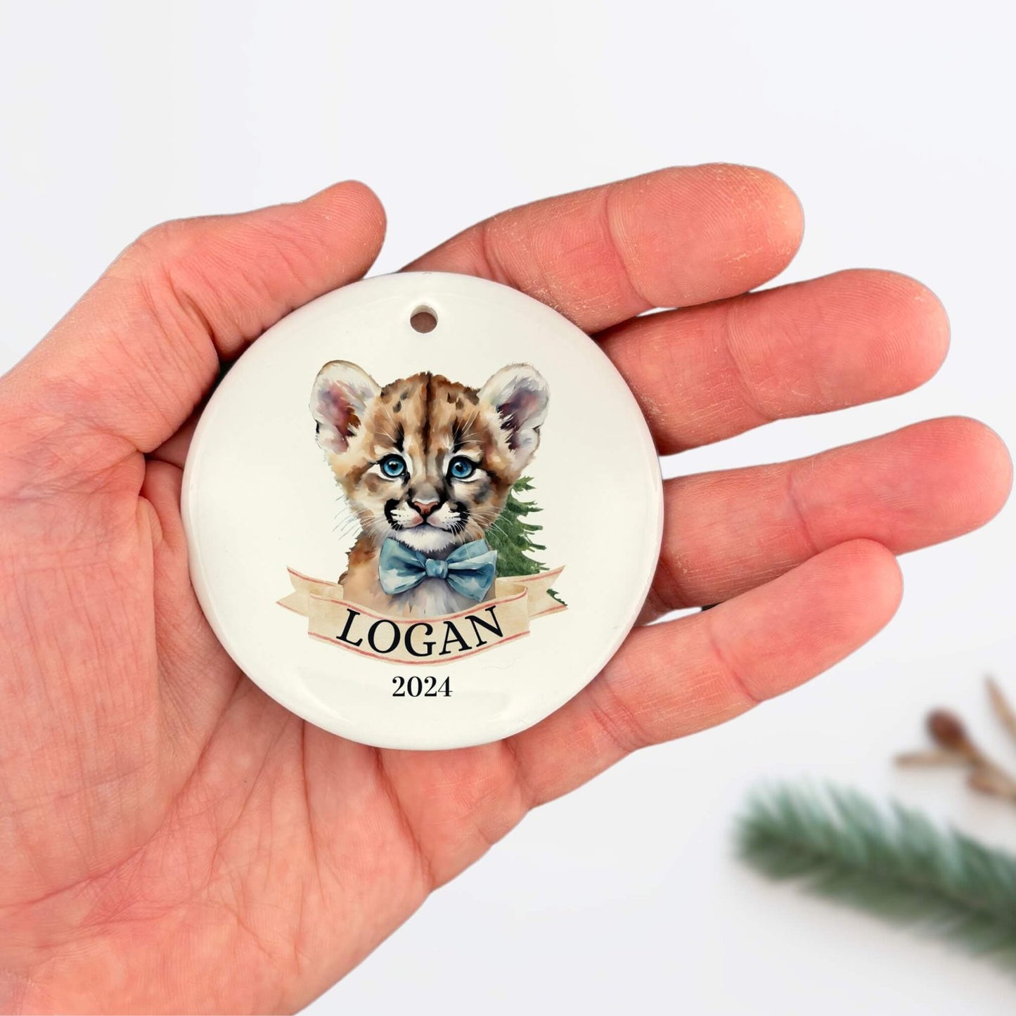 Personalized Mountain Lion Ornament For Boys image 2