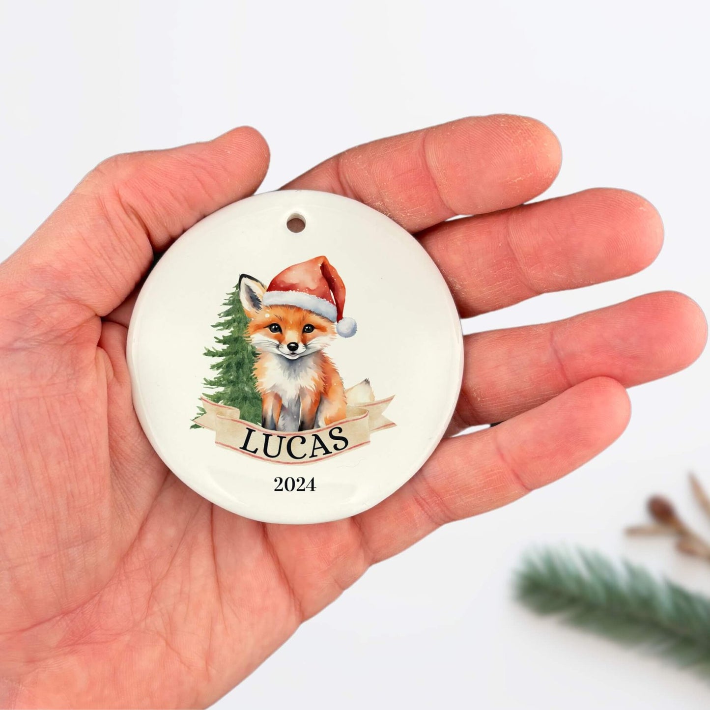 Personalized Christmas Fox Ornament image 3