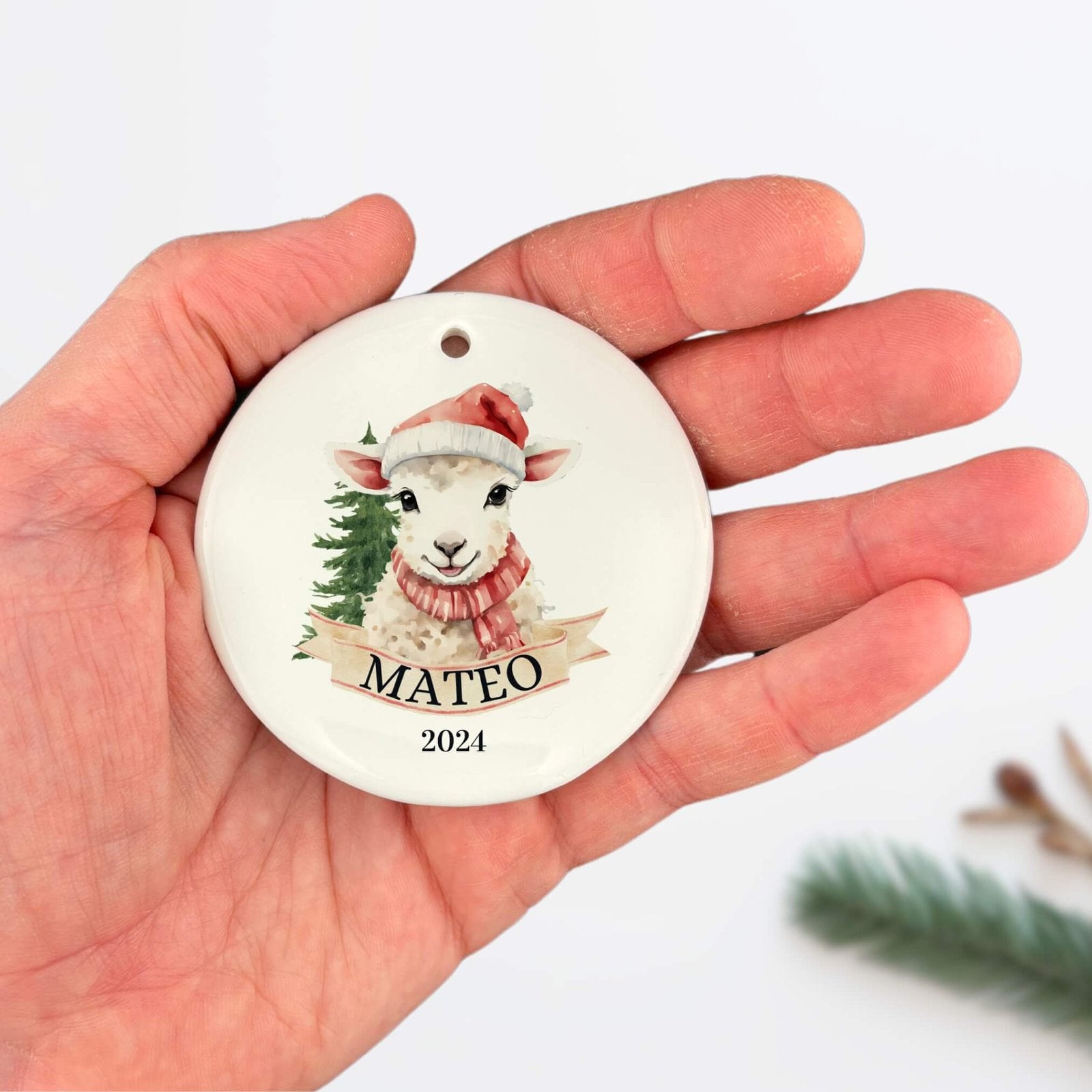 Personalized Christmas Lamb Ornament For Toddlers image 3