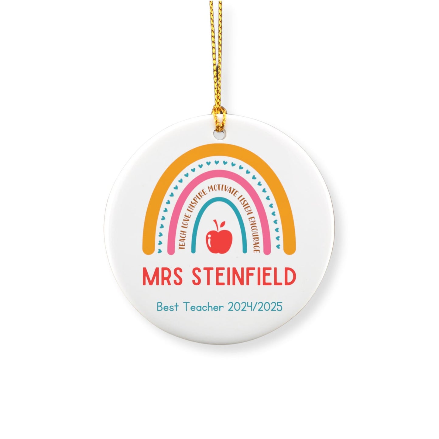 Personalized Teacher Rainbow Ornament image 0