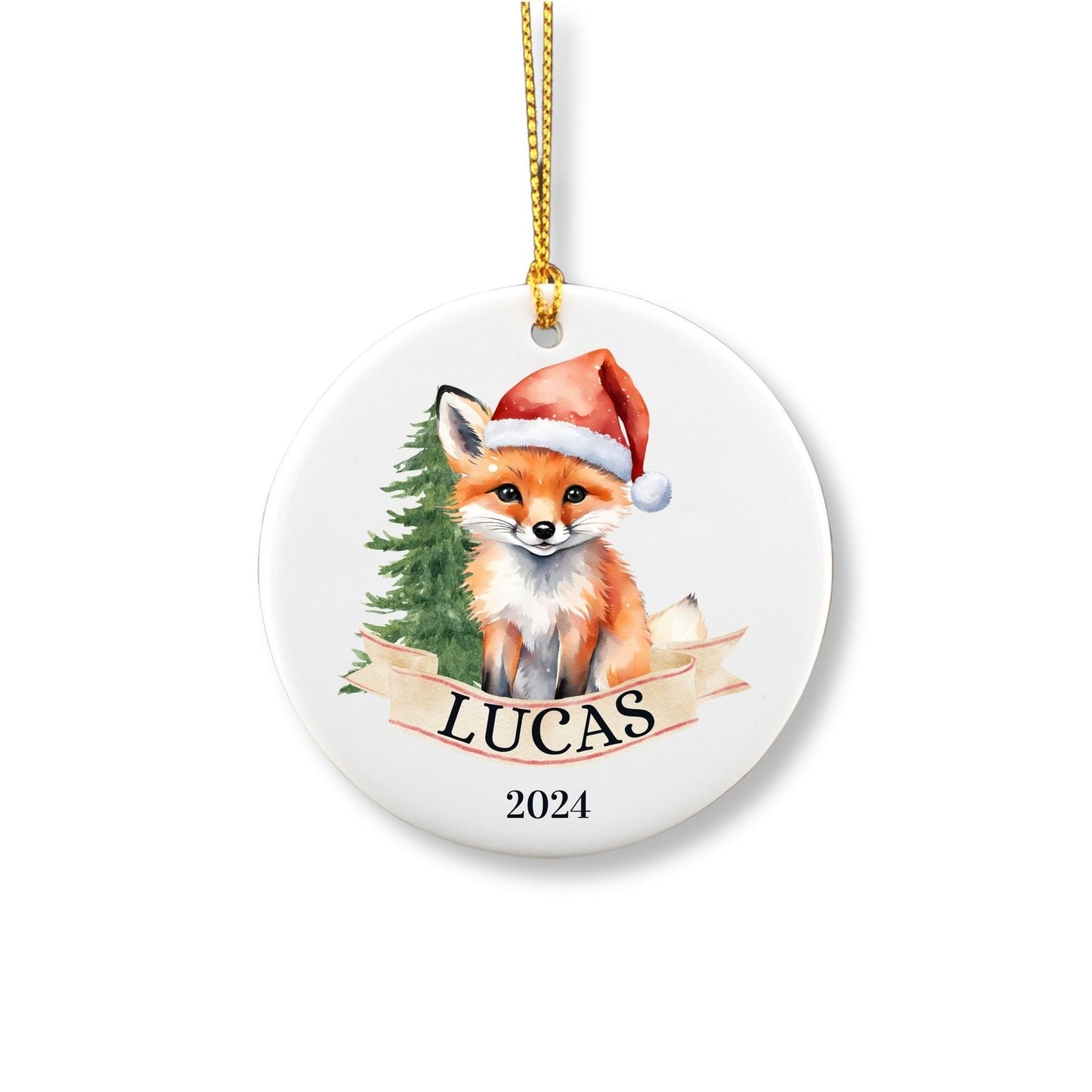 Personalized Christmas Fox Ornament image 1