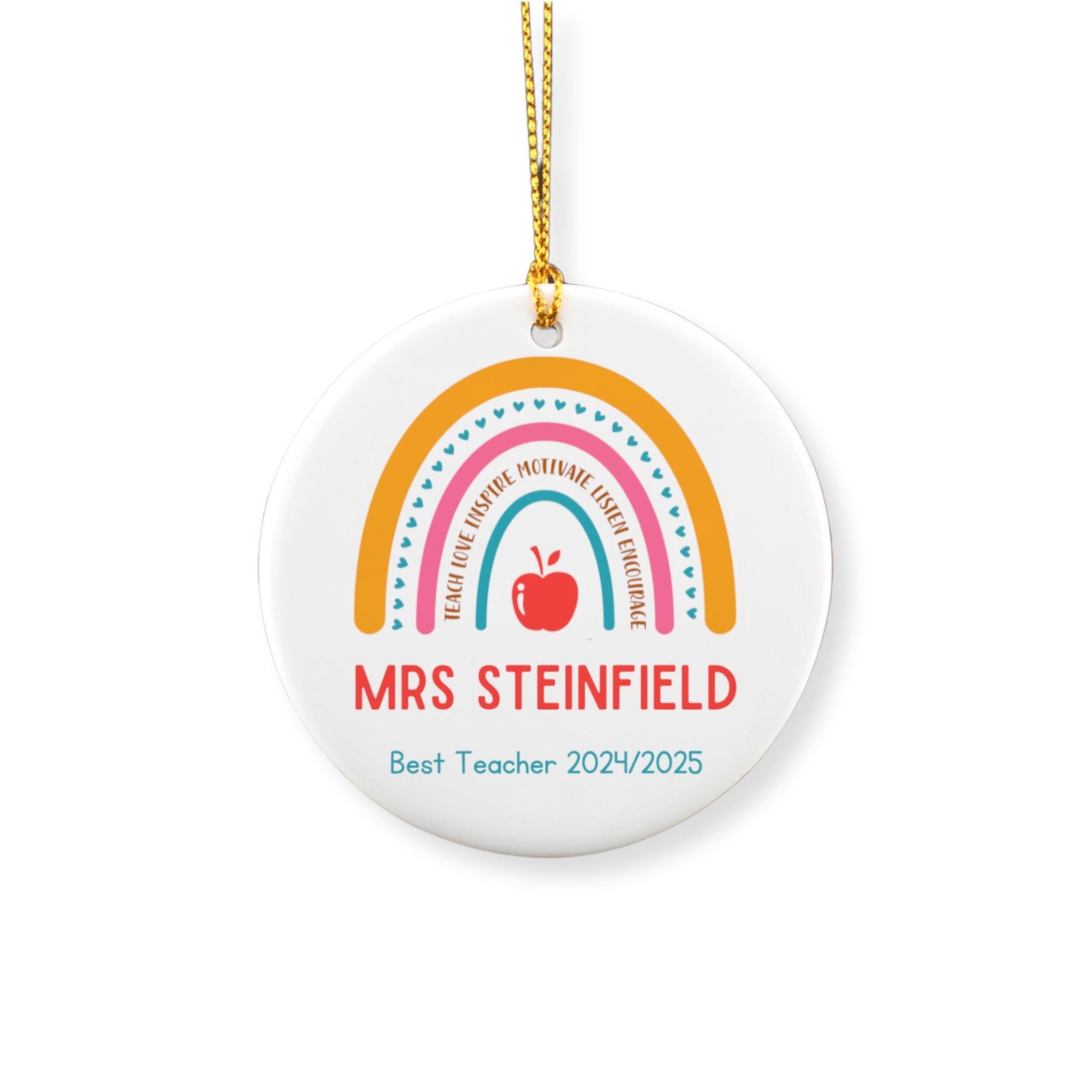 Personalized Teacher Rainbow Ornament image 1