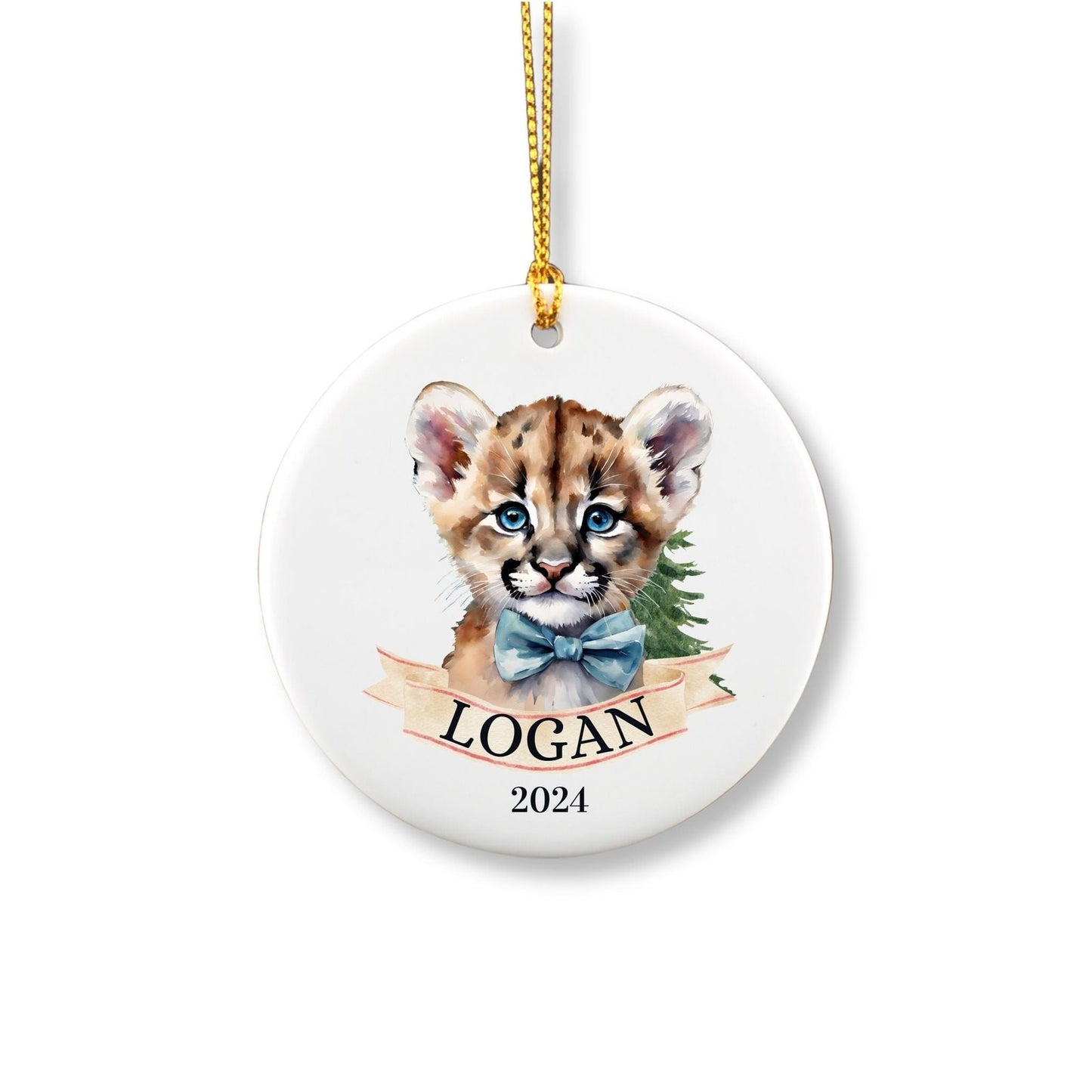 Personalized Mountain Lion Ornament For Boys image 1