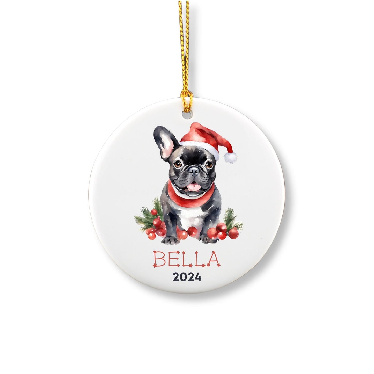 Personalized French Bulldog Ornament - Black image