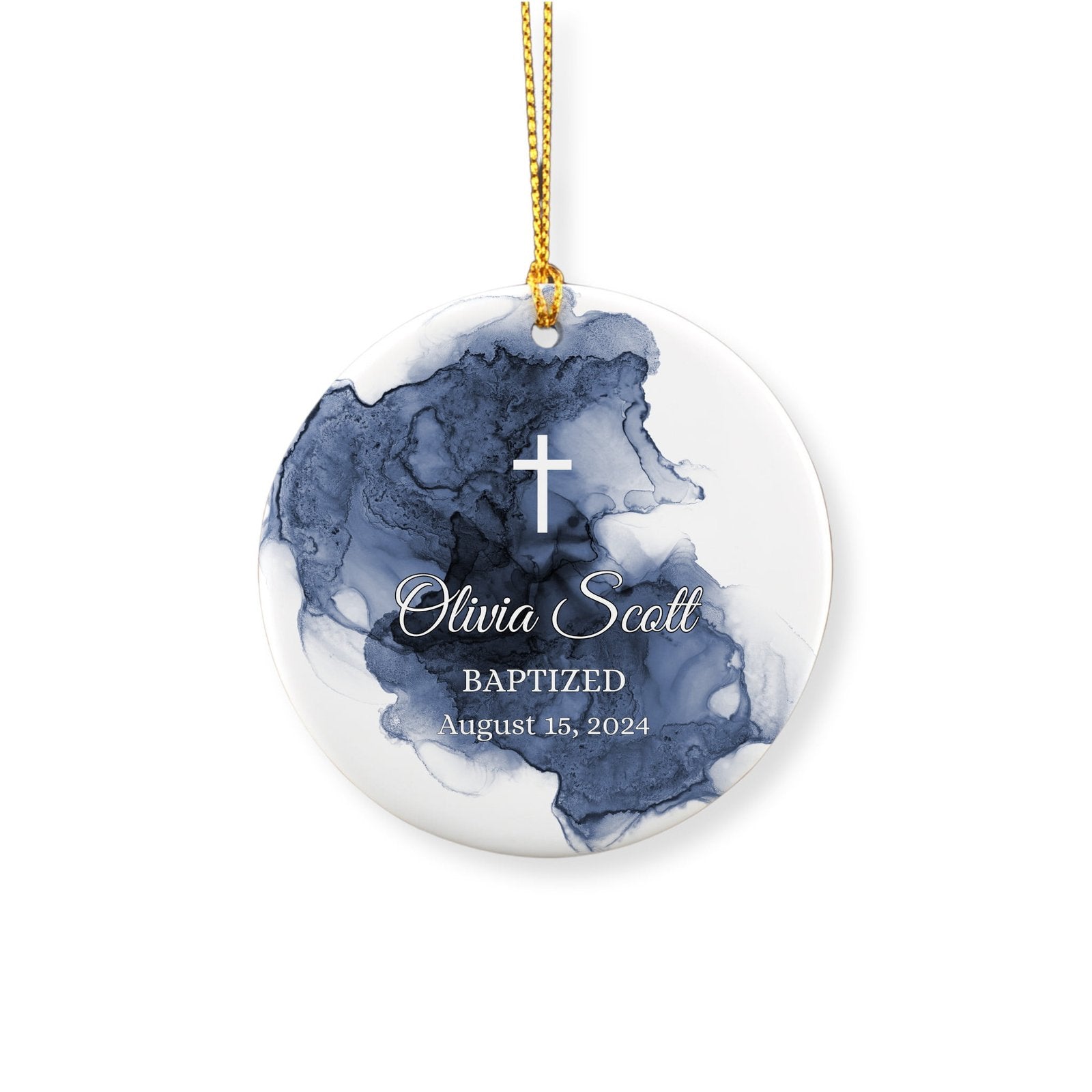 Personalized Faith Over Fear Baptism Ornament image 0