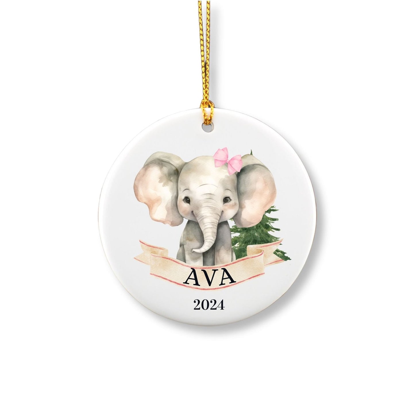 Personalized Elephant Ornament For Girls image 1