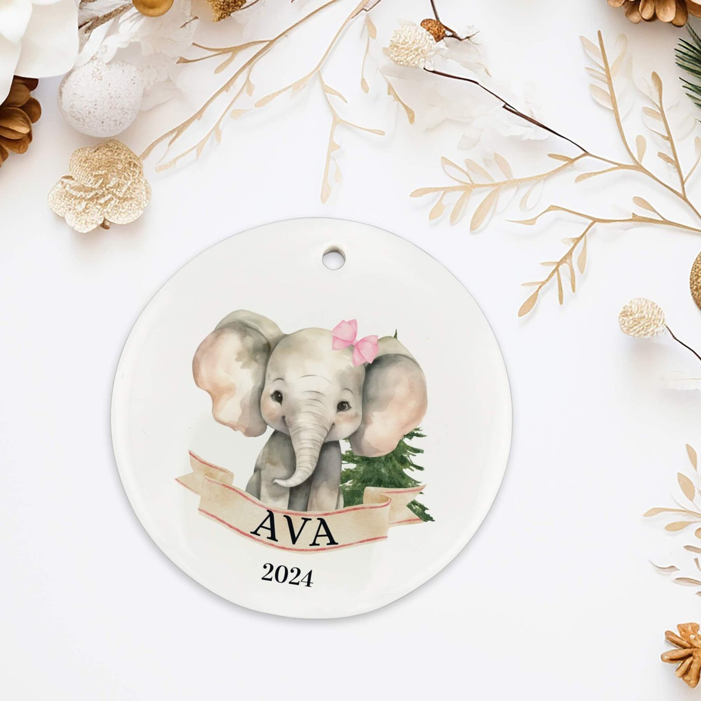 Personalized Elephant Ornament For Girls image 2