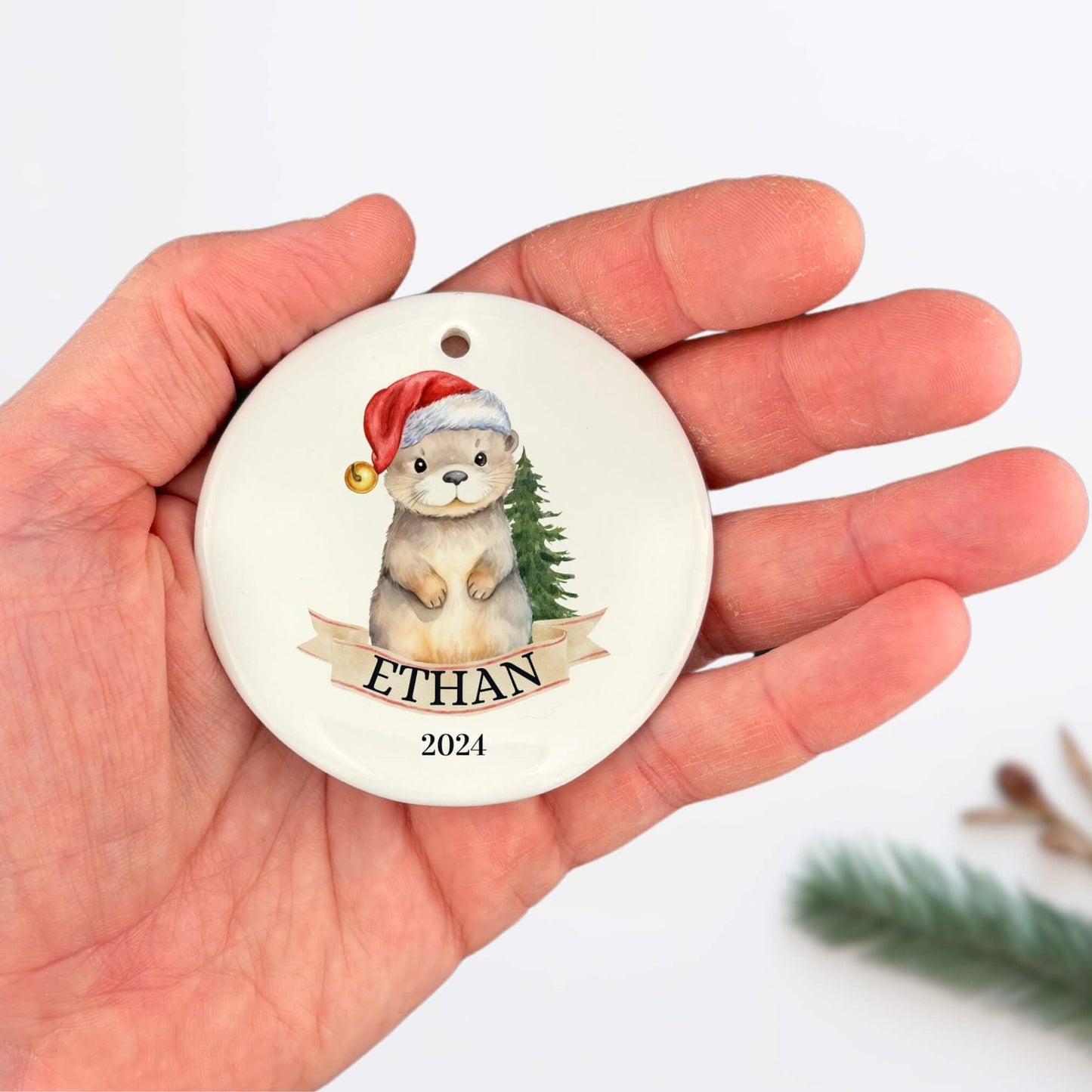 Personalized Christmas Otter Ornament image 2