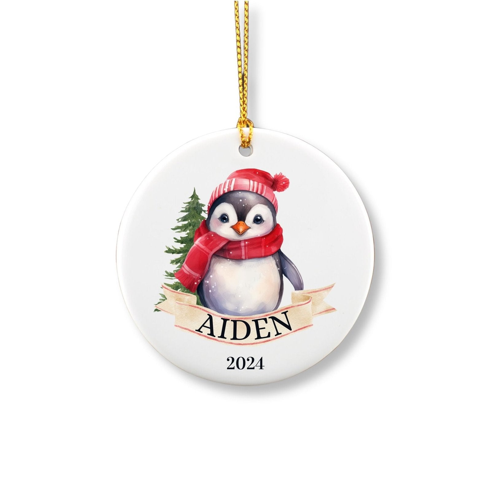 Personalized Christmas Penguin Ornament image 0