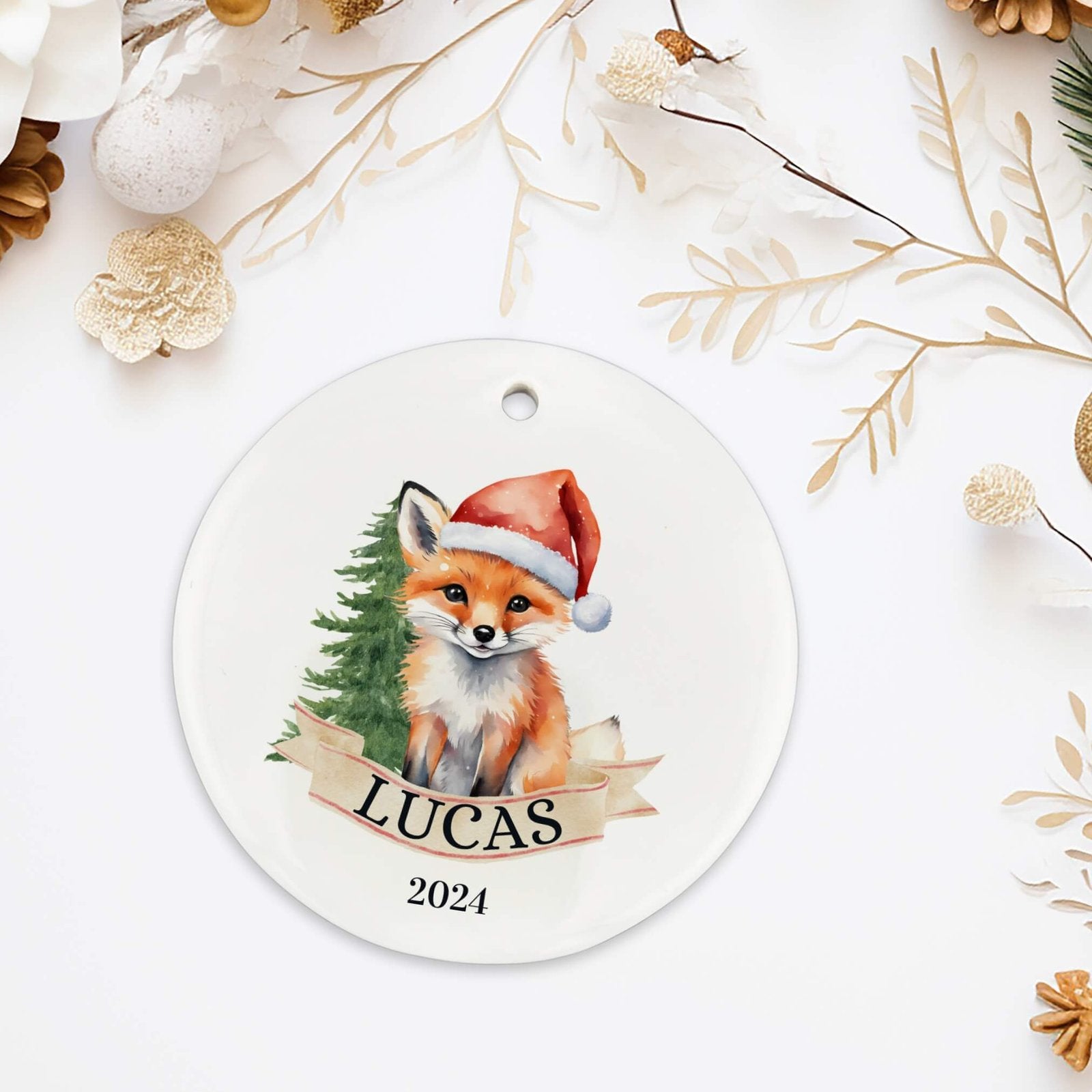 Personalized Christmas Fox Ornament image 2