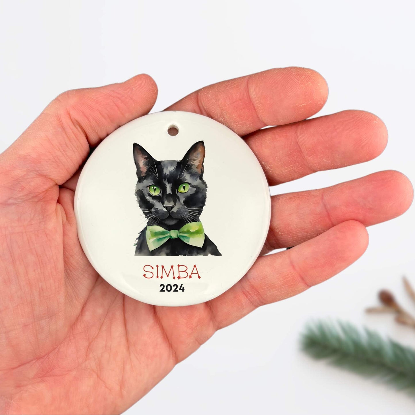 Personalized Black Cat Ornament