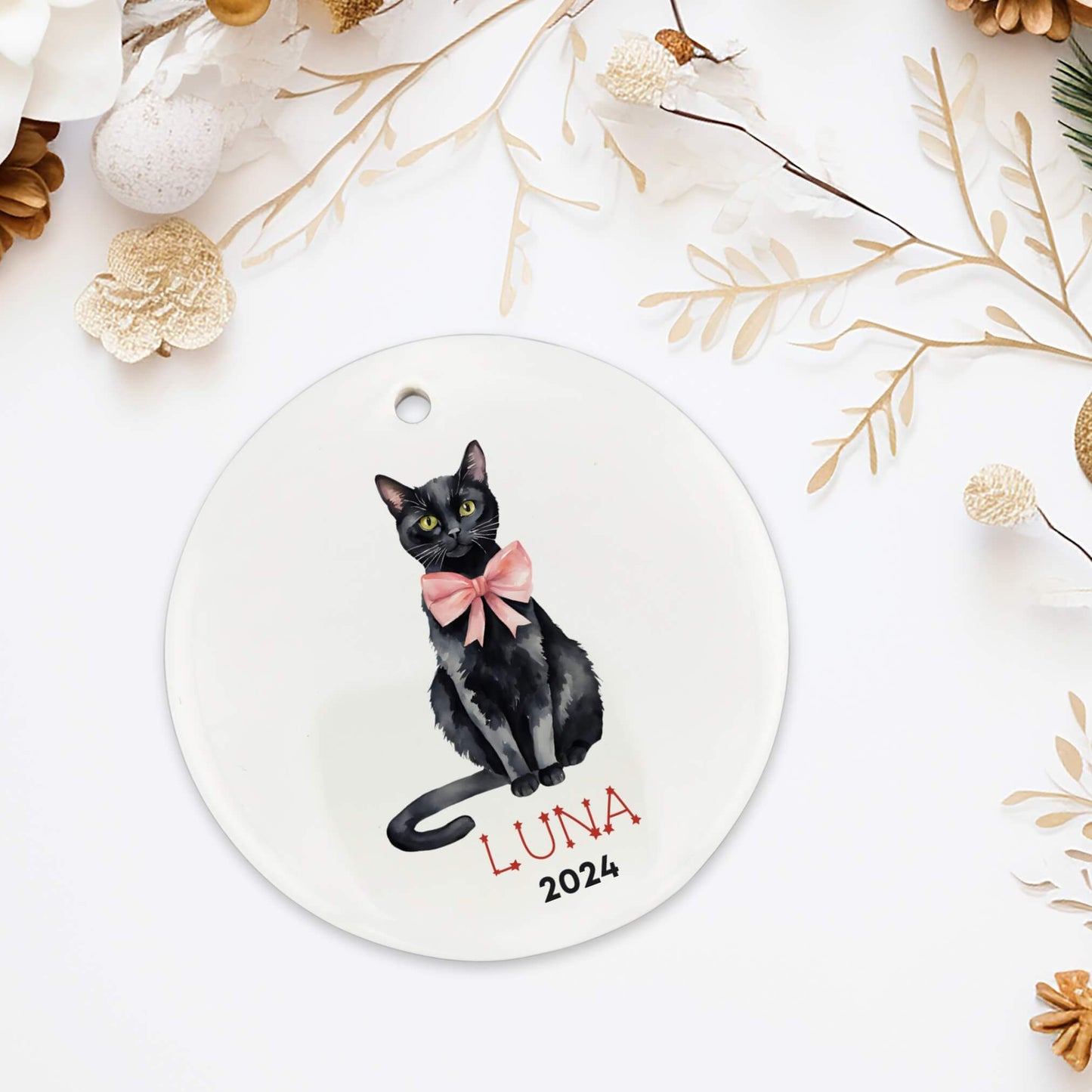 Personalized Black Cat Ornament