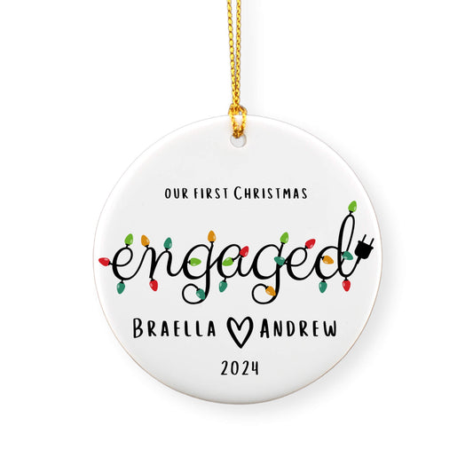 Personalized Christmas Light Engagement Ornament