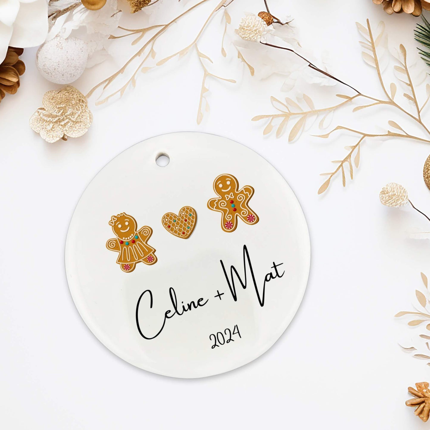 Personalized Gingerbread man and woman Ornament