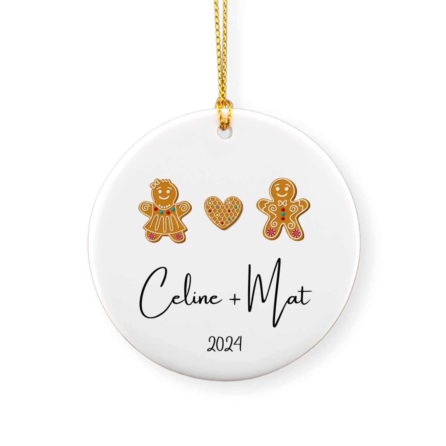 Personalized Gingerbread man and woman Ornament