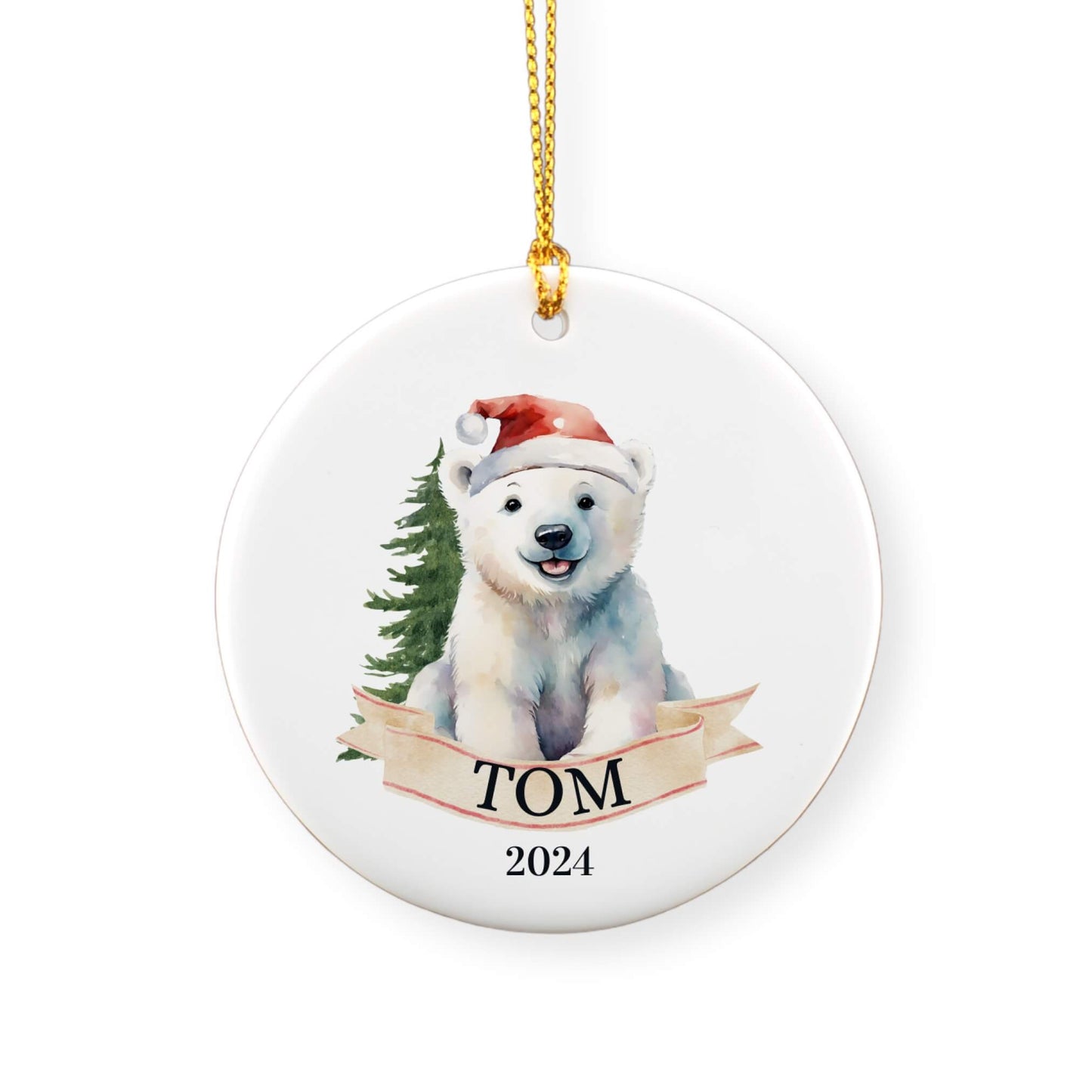 Personalized Polar Bear Christmas Ornament