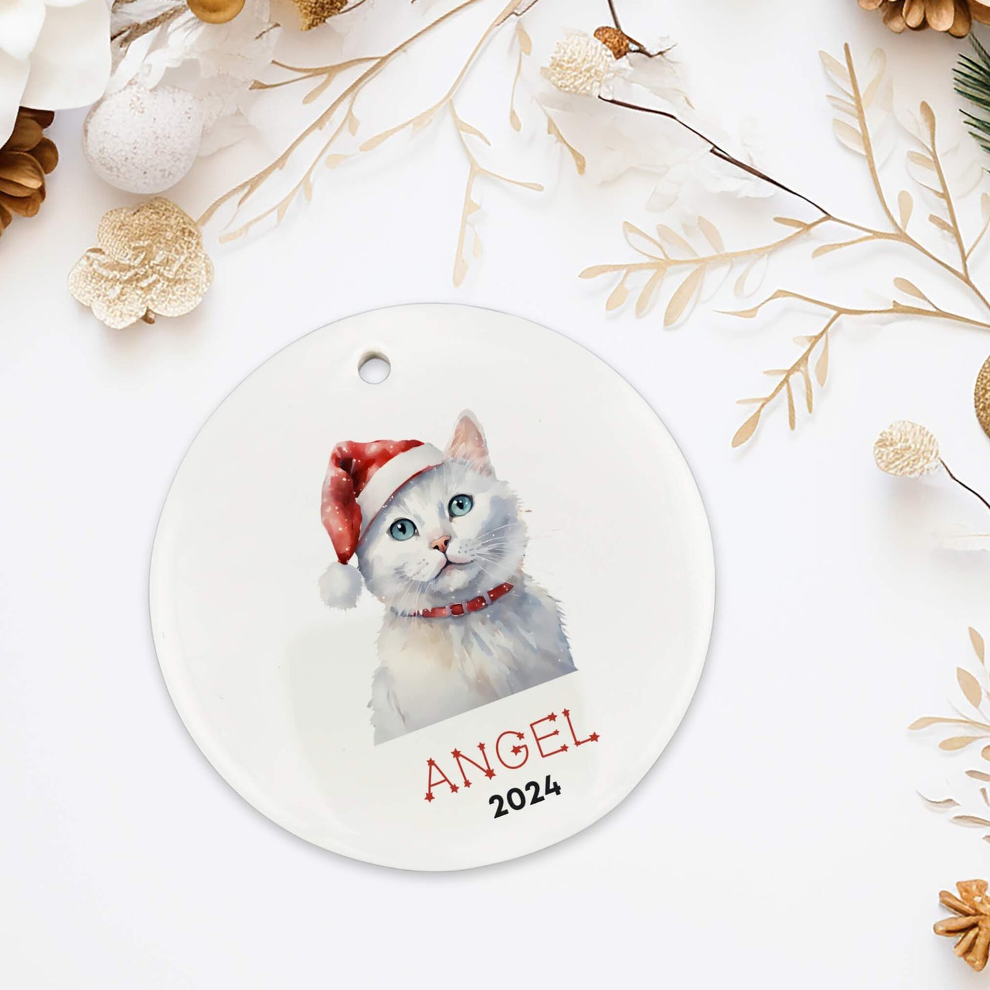 Personalized White Cat Ornament