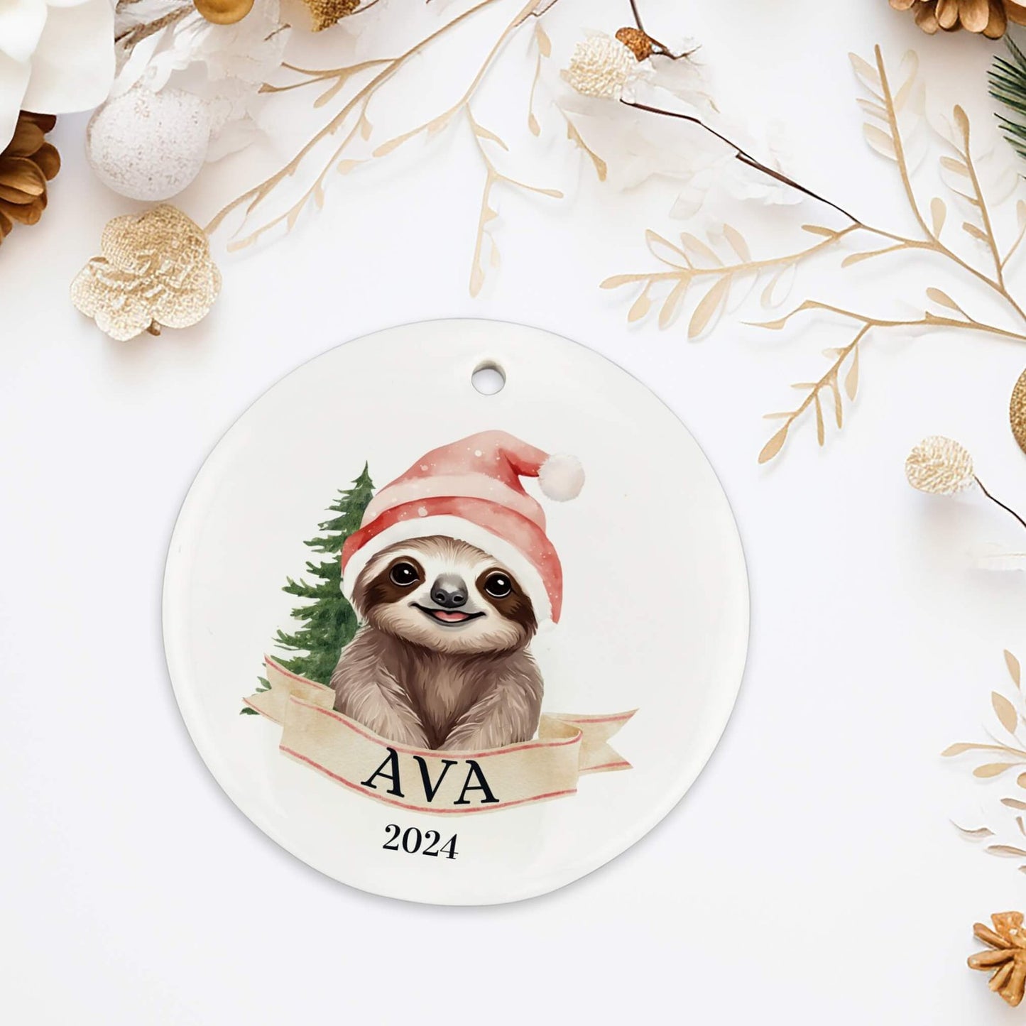 Personalized Sloth Ornament image 2