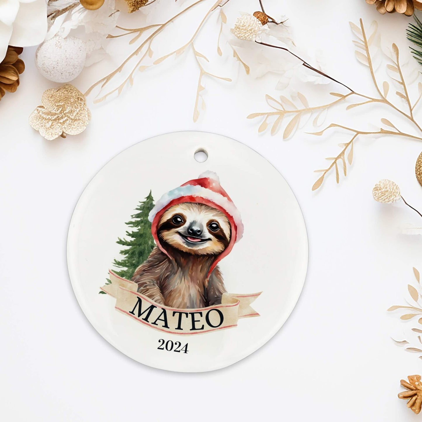 Cute Sloth Christmas Ornament image 2