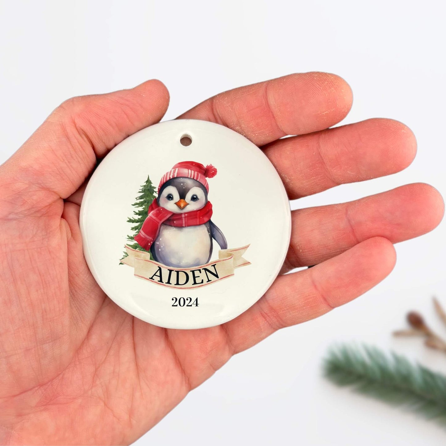 Personalized Christmas Penguin Ornament image 3