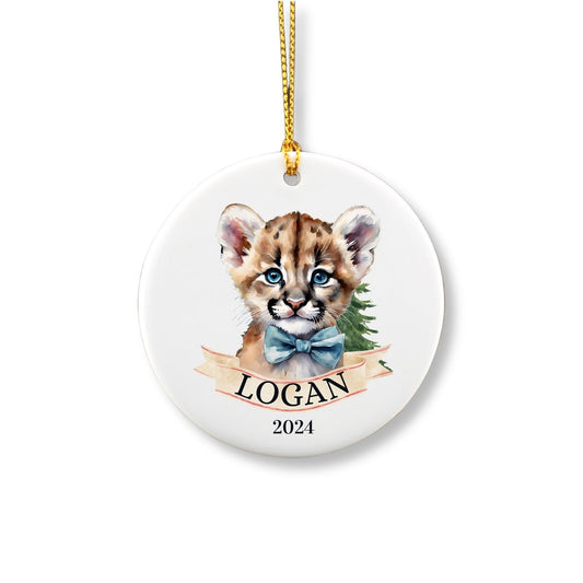 Personalized Mountain Lion Ornament For Boys image 0