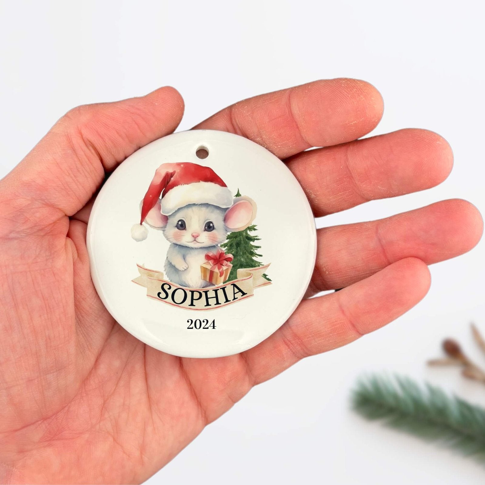 Personalized Christmas Mouse Ornament image 2