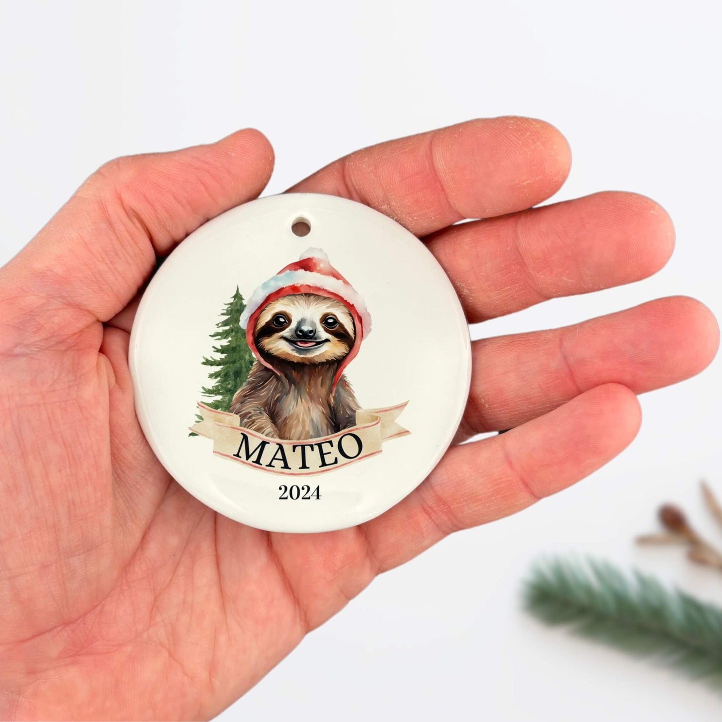 Cute Sloth Christmas Ornament image 3