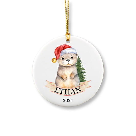 Personalized Christmas Otter Ornament image 0