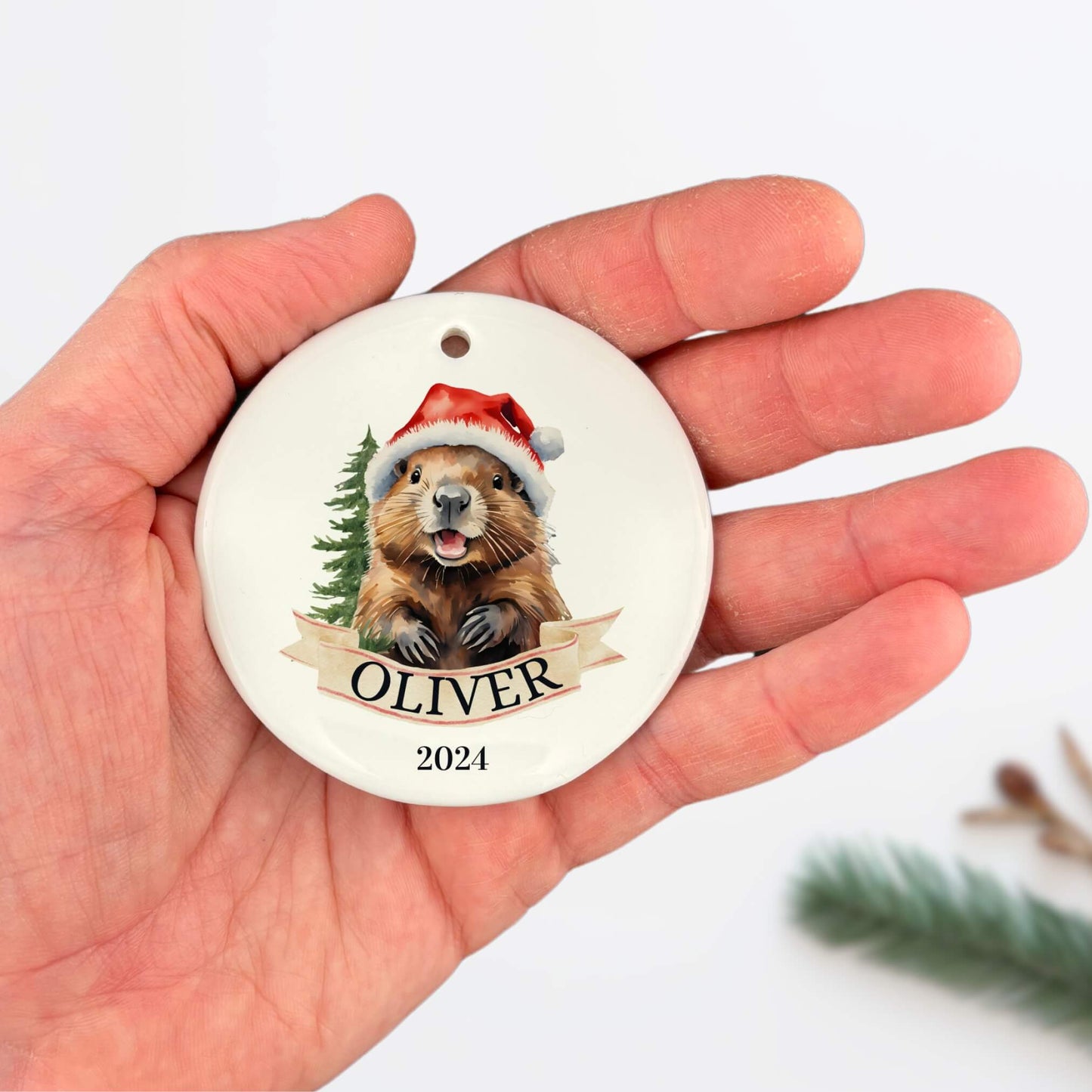 Personalized Beaver Ornament