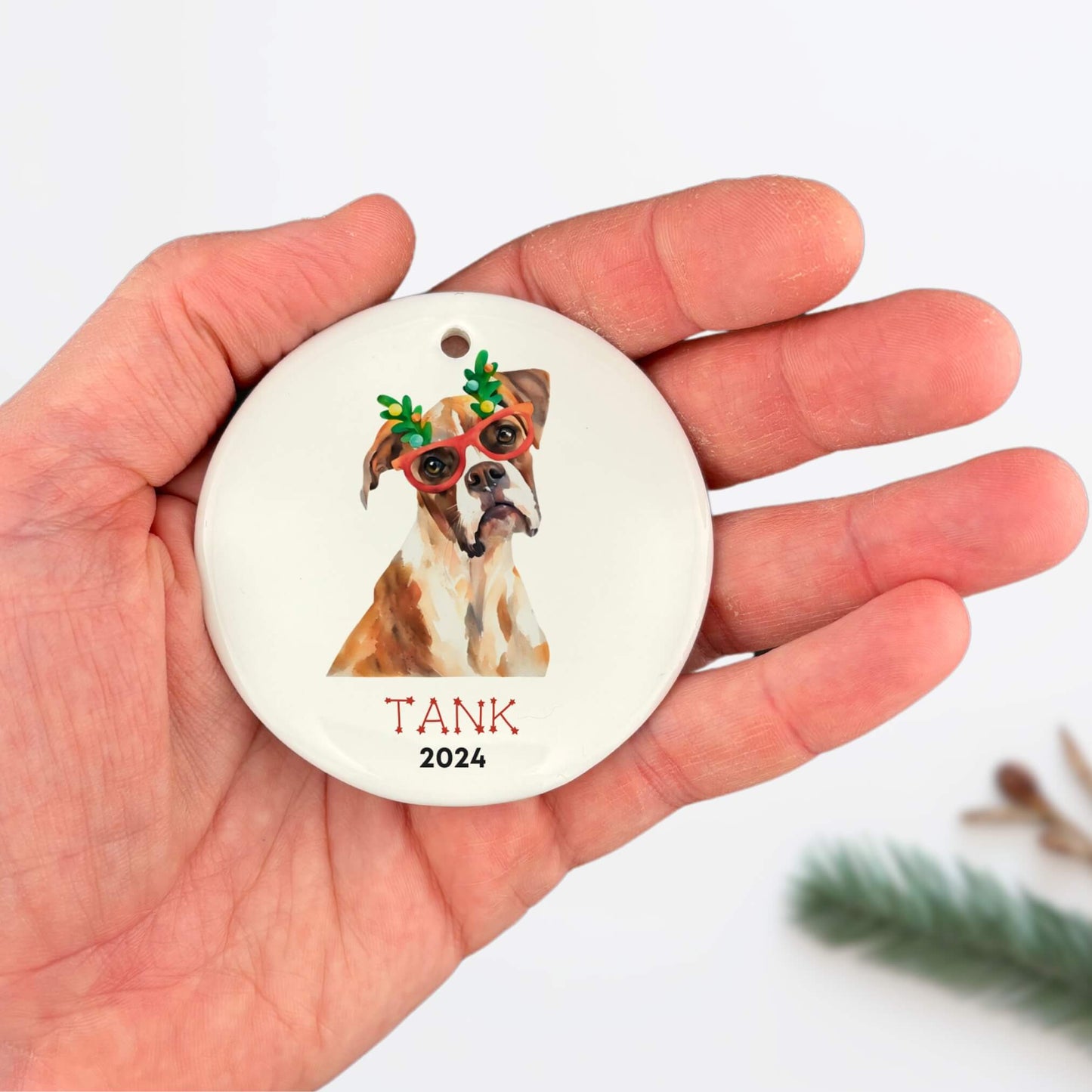 Personalized Boxer Dog Ornament