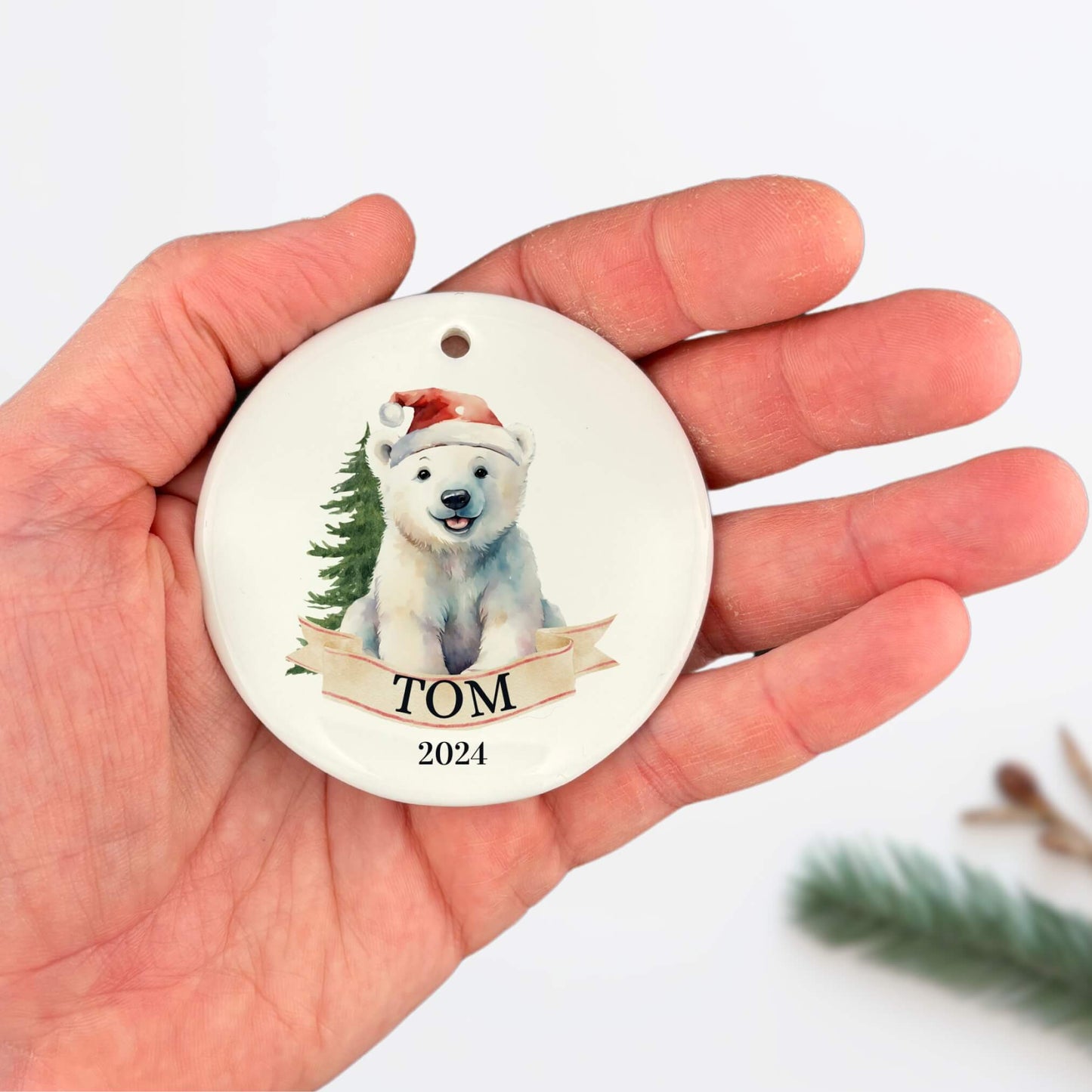 Personalized Polar Bear Christmas Ornament