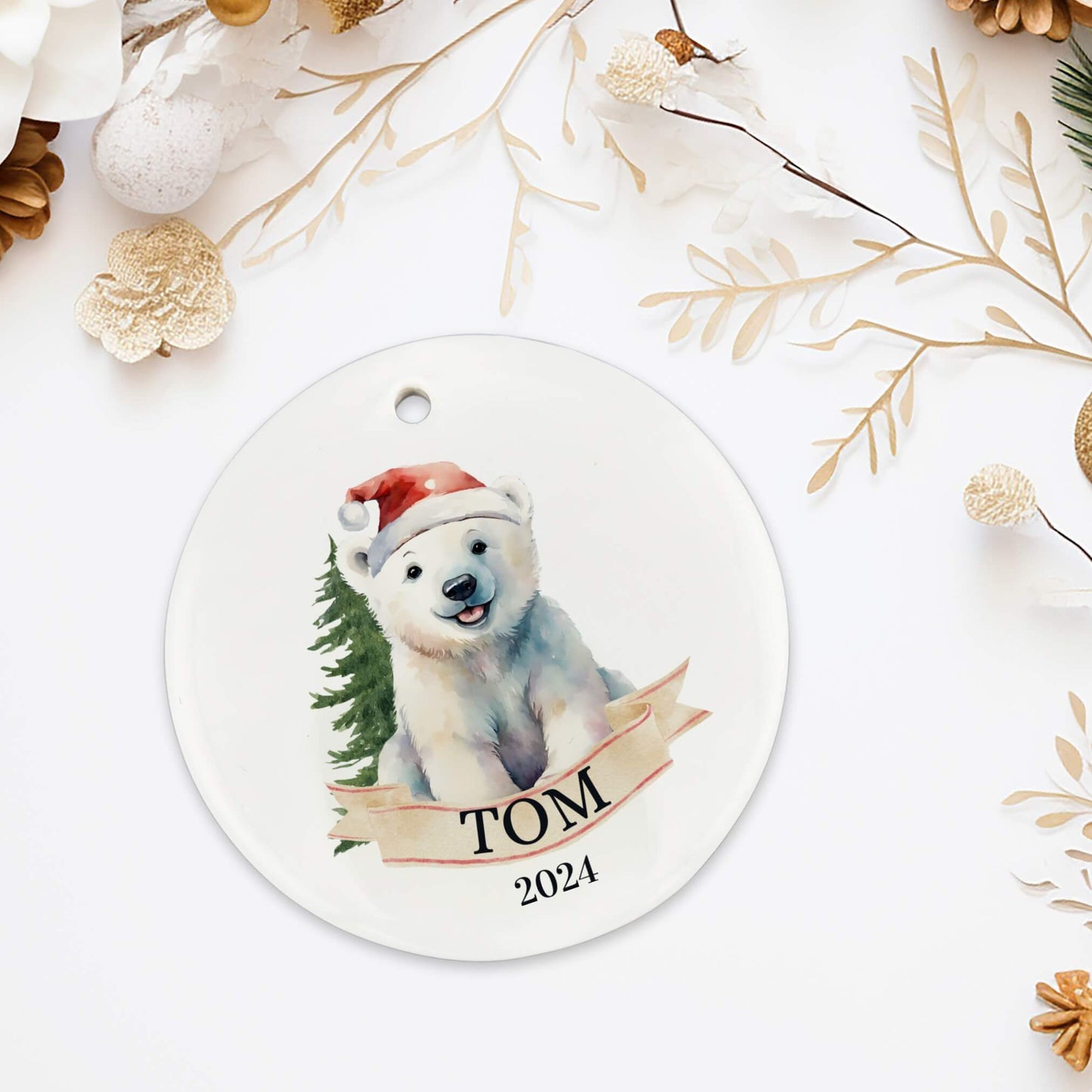 Personalized Polar Bear Christmas Ornament