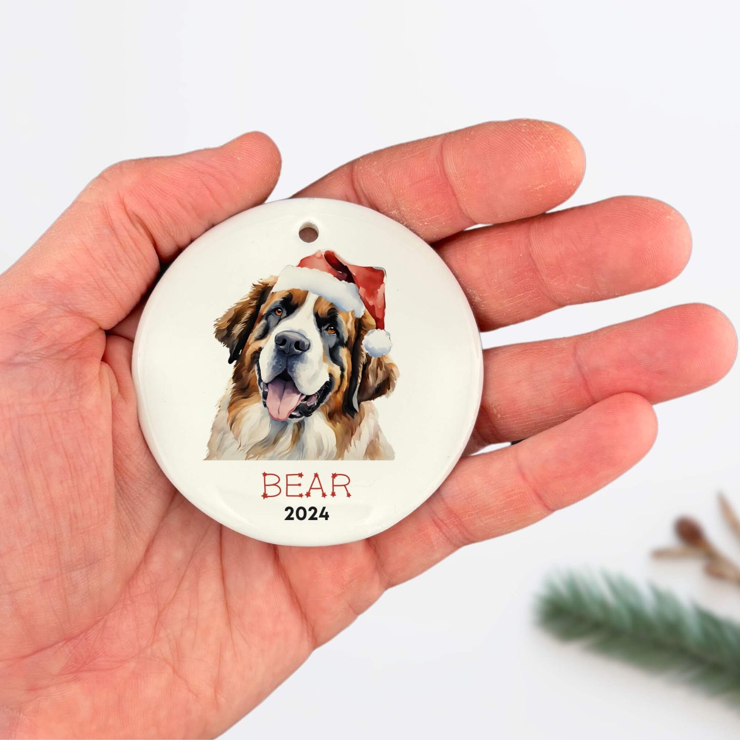 Personalized Saint Bernard Dog Ornament