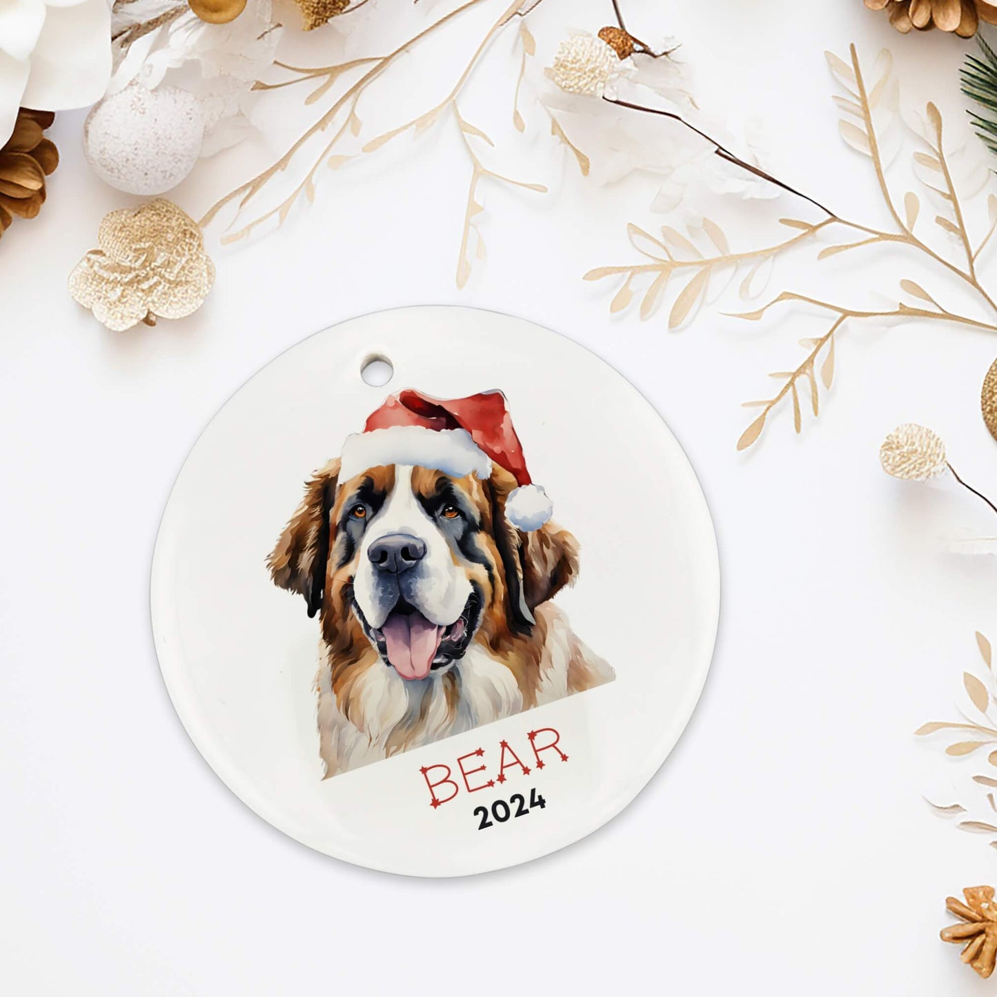 Personalized Saint Bernard Dog Ornament